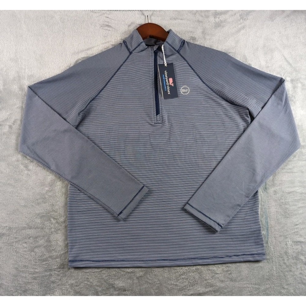 Vineyard Vines Pullover Youth Boys XL Blue Perf 1/2 Zip Sankaty Performance READ